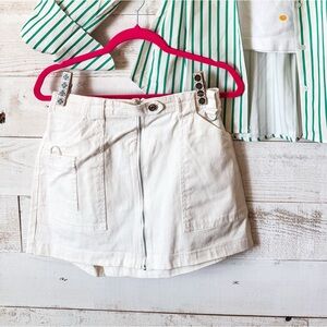 The Utility Mini Skirt — Cream Front-Zip Mini